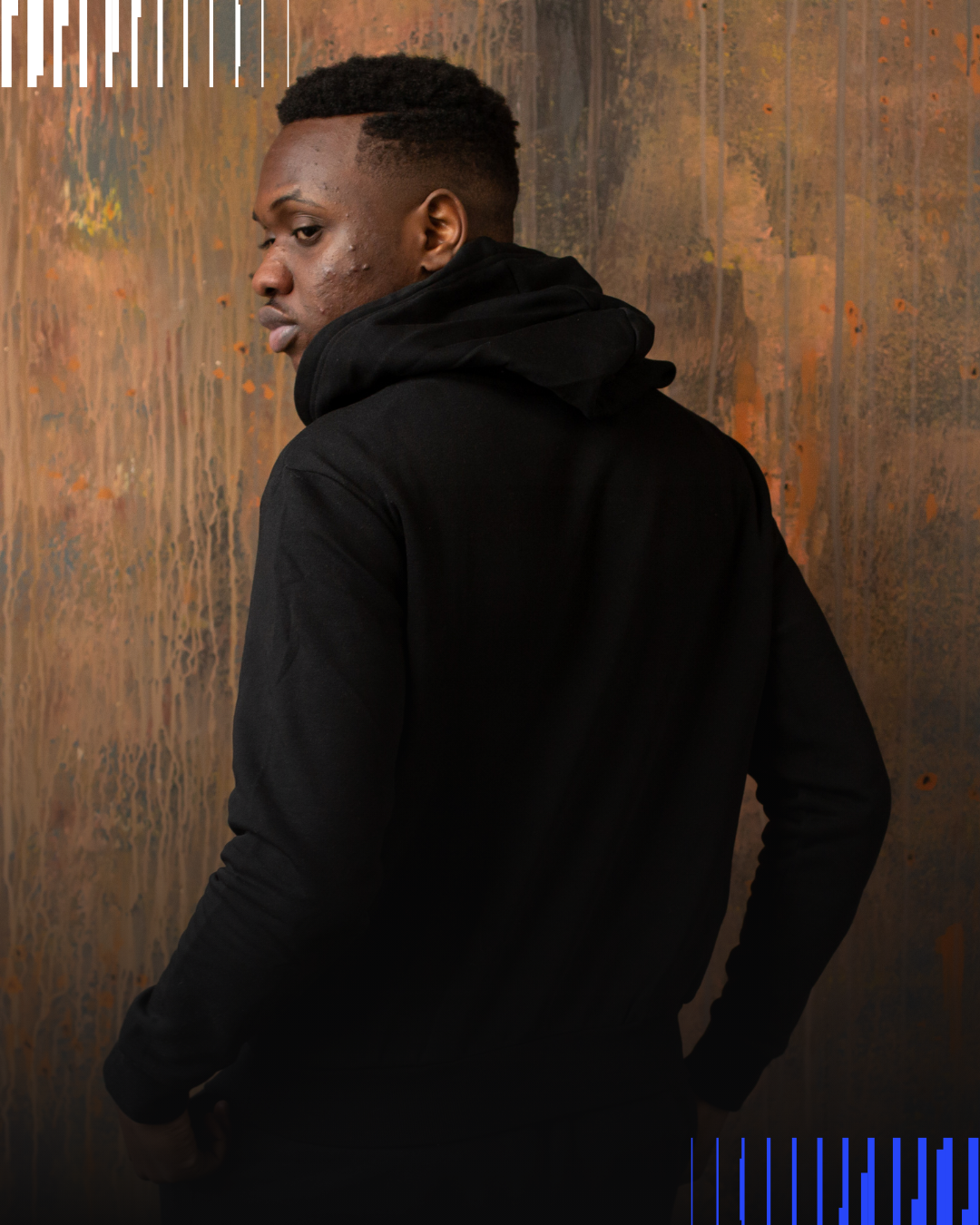 Black and Blue Minimalist Stylish Man Sportswear Instagram Post